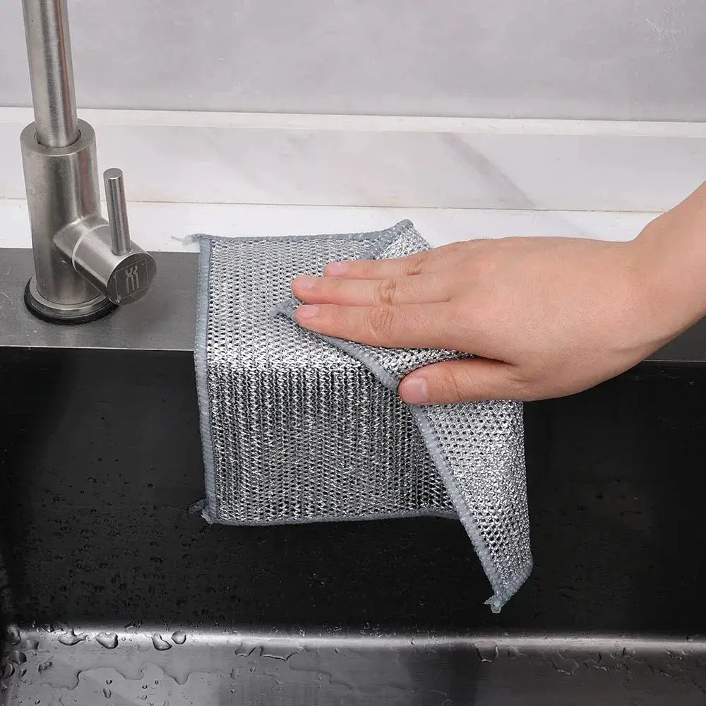 Simples Market steel wire cleaning cloths, silver non-stick kitchen scrubbers for pots and pans