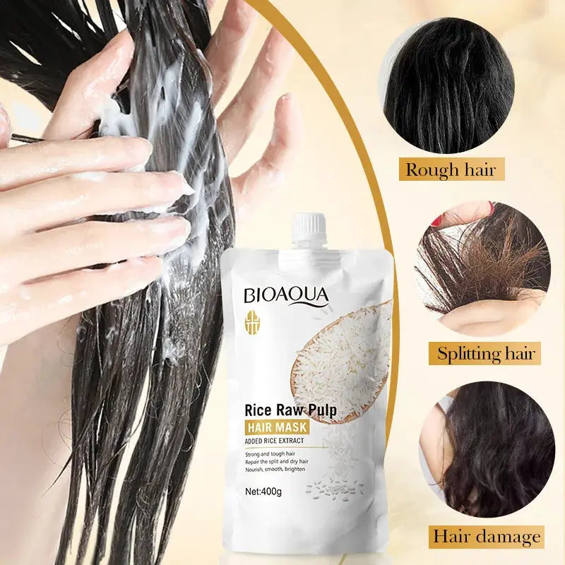 Keratin Hair Mask With Rice Extract For Damaged Frizzy Hair 5 Seconds Repair Soft Smooth Shiny
