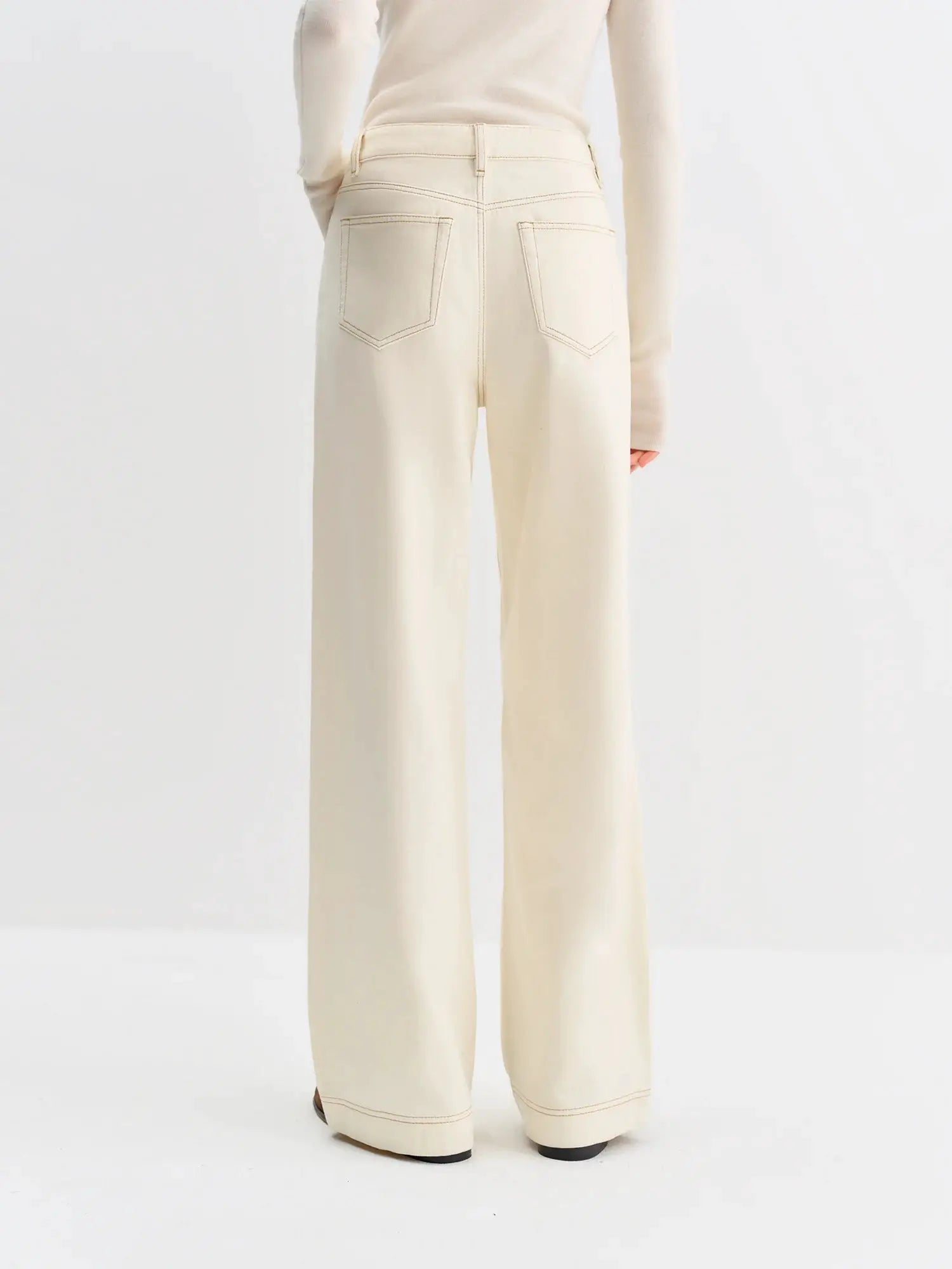 FSLE Straight High Waist Jeans For Women Korean Style Winter Versatile