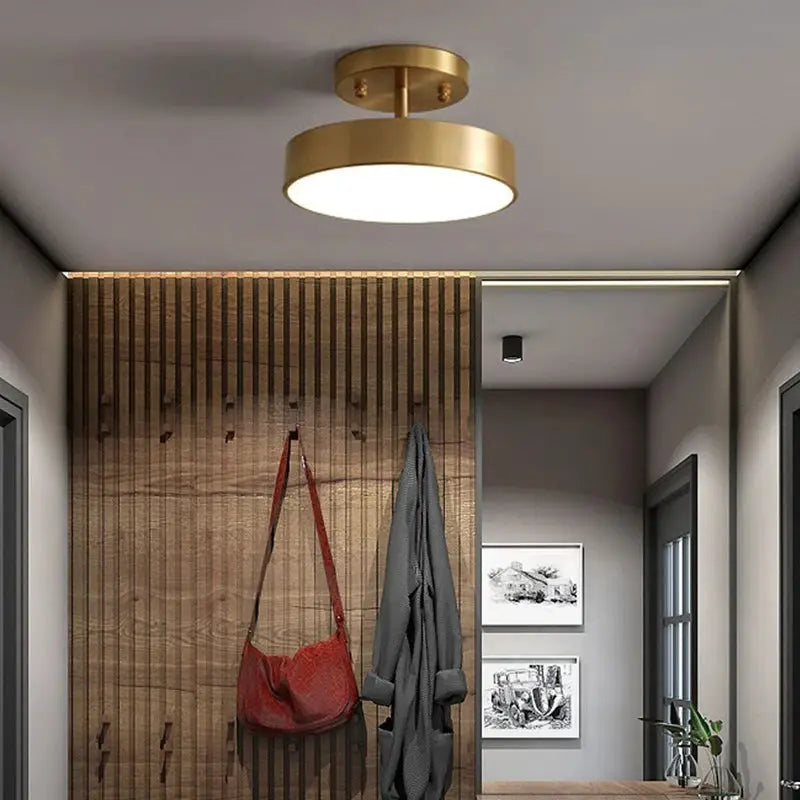 Modern LED ceiling light copper/gold round fixture with white diffuser by Simples Market