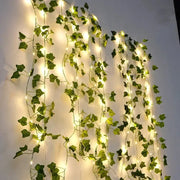 Flower Green Leaf String Lights Artificial Vine Fairy Lights Battery Powered Garland For Christmas Tree Home Decor
