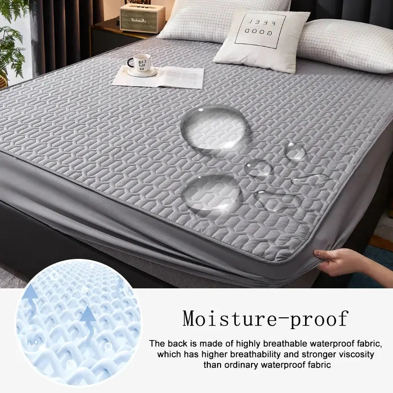Waterproof quilted mattress protector by Simples Market, gray fitted cover, 150/160/180x200