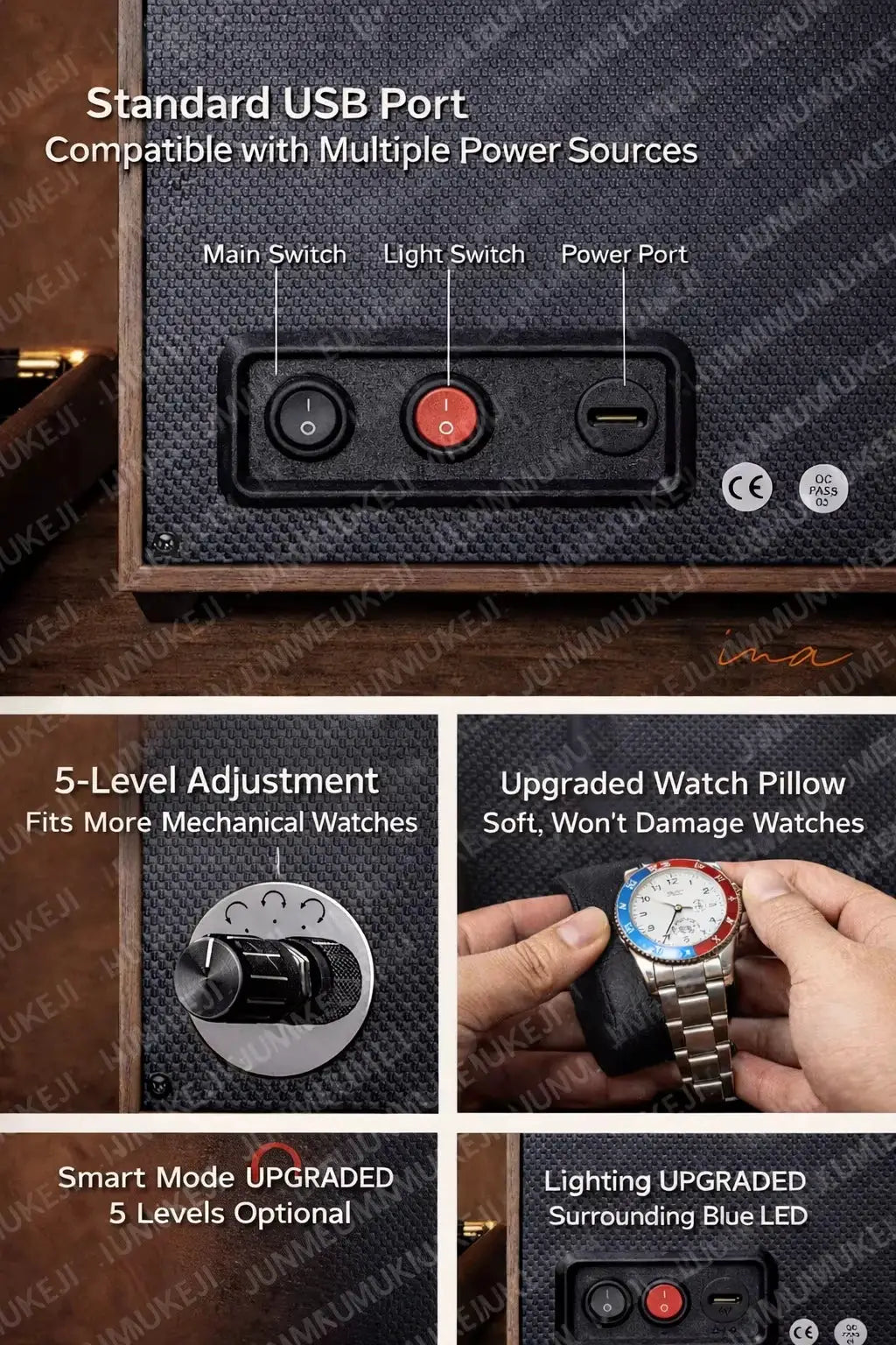 TimeWinder USB Powered Watch Winder Box For Automatic Watches Global Power Silent Motor Decorative Stand