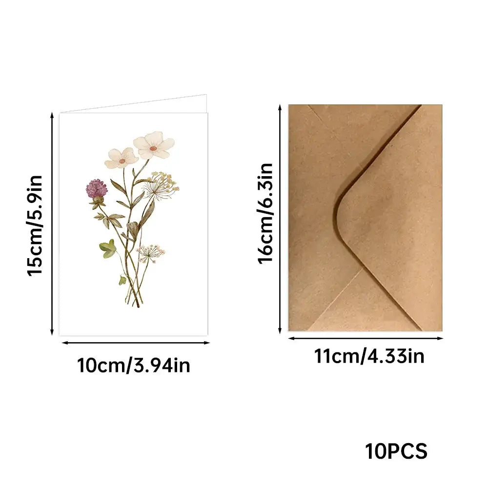 10 Pack Blank Greeting Cards Beautiful Watercolor Wildflower Note Cards for All Occasions Stationery Set