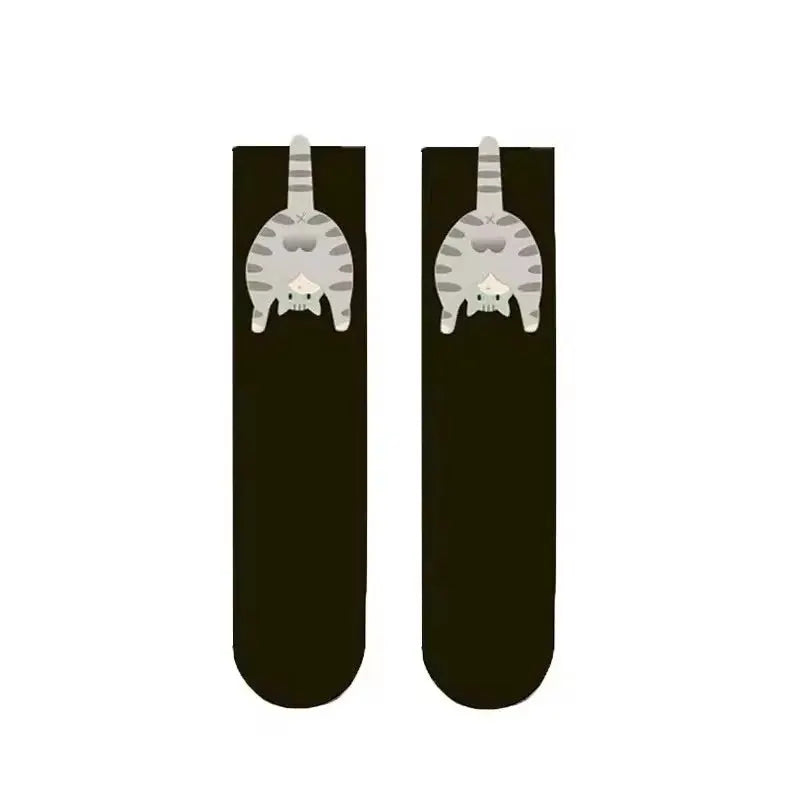 3D Cute Cat Socks Black And White Cotton Socks For Women And Girls Breathable Soft Kawaii Gift Sock Set