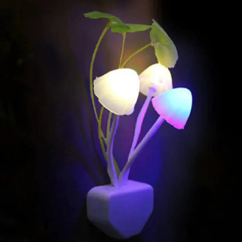 Lumina Mushroom Night Light With Auto Sensor 3 Color LED Lamp For EU And US 220V Plugs
