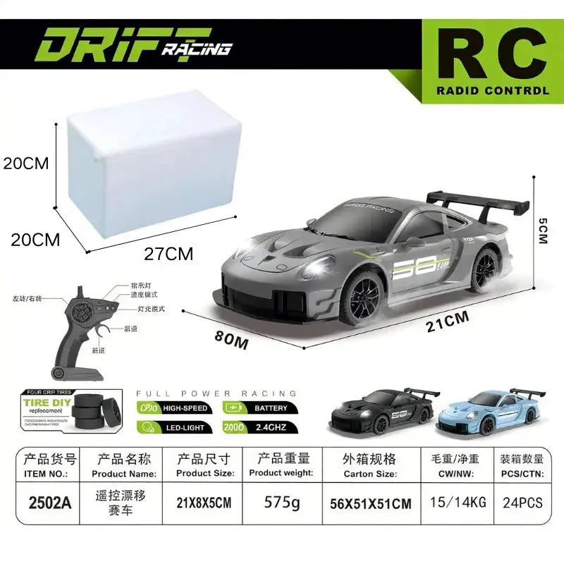 Limited Edition RC Drift GT3 RS 1 To 24 Scale High Speed Remote Control Car Gift For Kids 14 Up