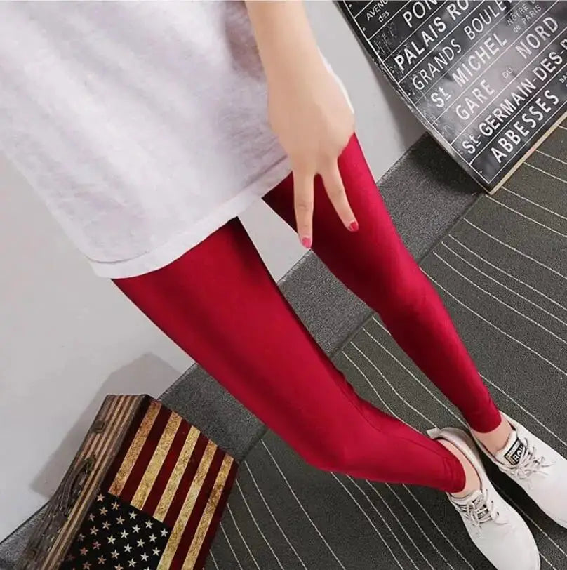 VivaWear Spring Solid Candy Neon Leggings For Women High Stretch Breathable Polyester All Day Comfort