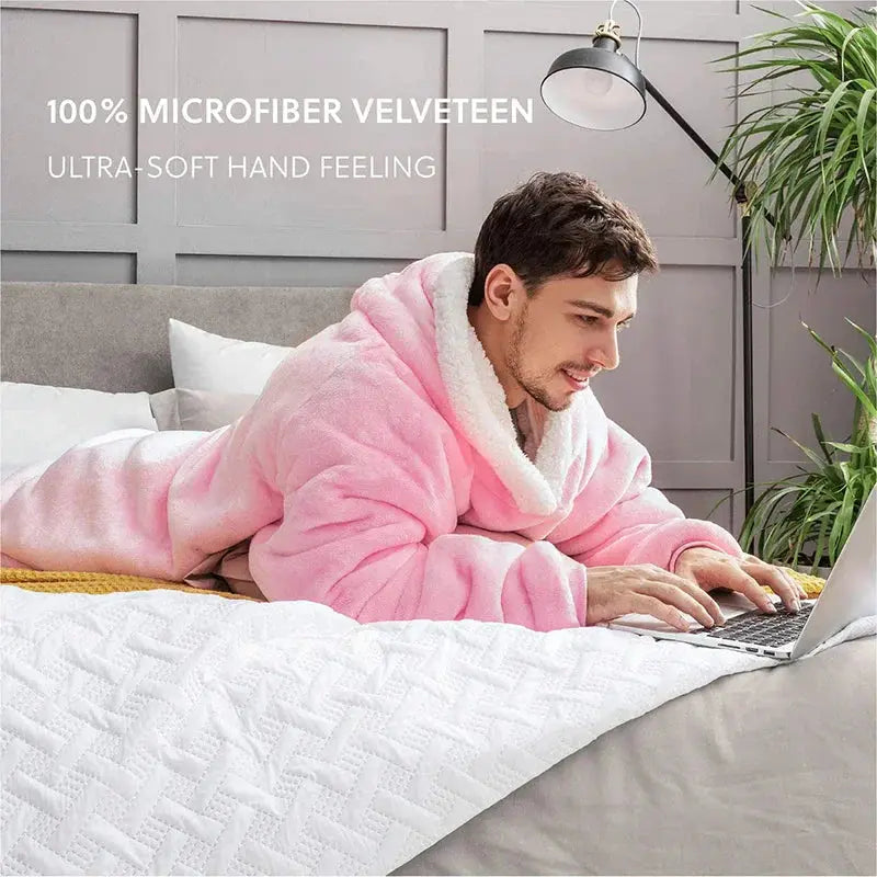 CozyCloud Super Long Wearable Fleece Blanket Hoodie 150cm For Women And Men Cold Proof Winter Comfort