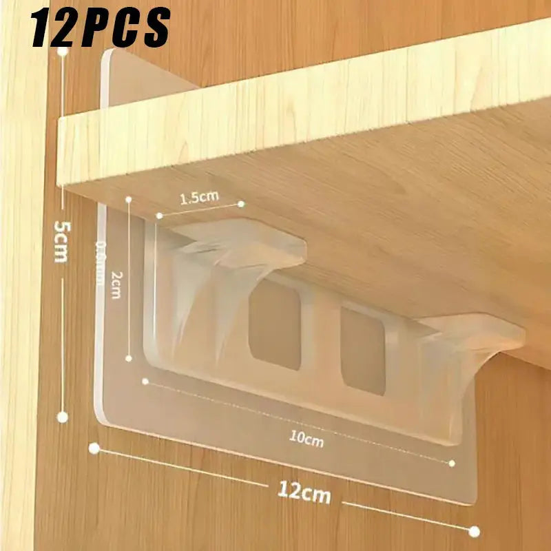 6 Or 12 Pieces Wardrobe Divider Brackets Non Marking Sticky For Wardrobe Kitchen Cabinets Anti Slip Shelf Layer Support