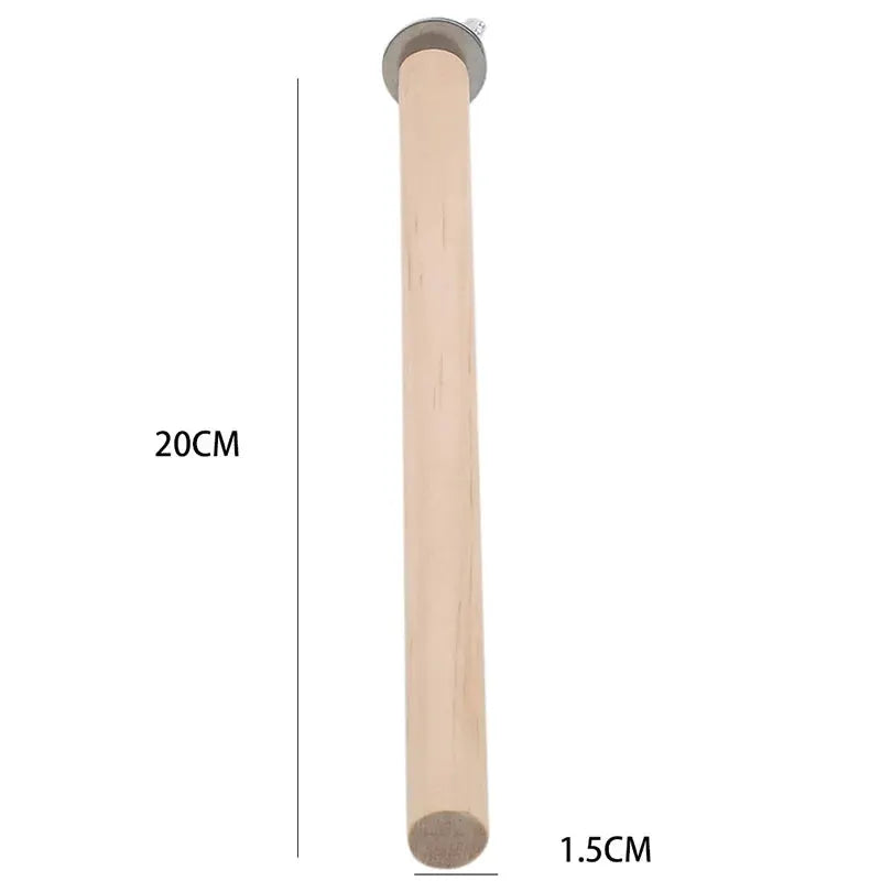 Simples Market parrot wood hanging perch, natural 20cm wooden rod with metal top ring for bird cage