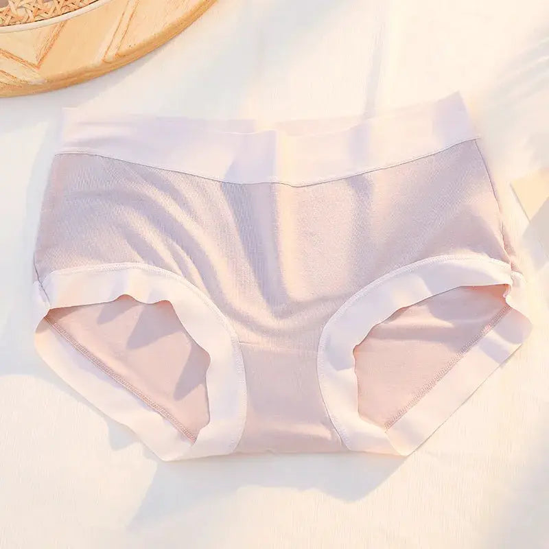 Simples Market 4-piece set of women's seamless pink modal panties with white waistband