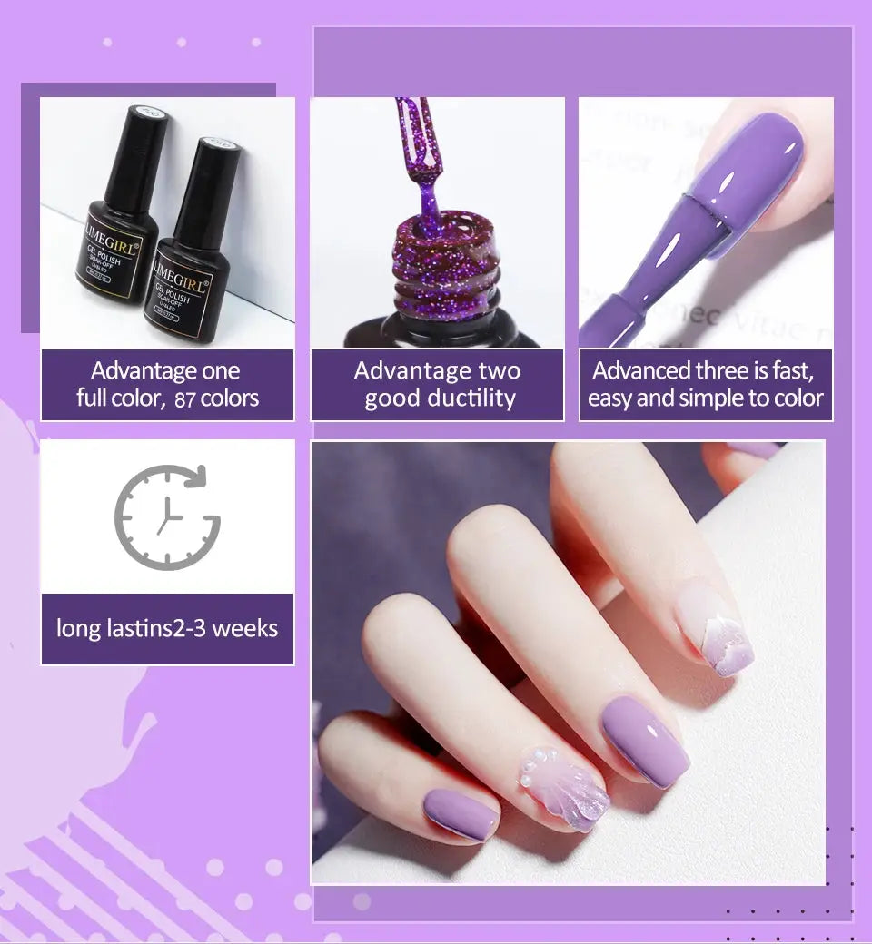 Limegirl Gel Nail Polish Set, 60 colors, UV/LED soak-off gel varnish with base and top coat