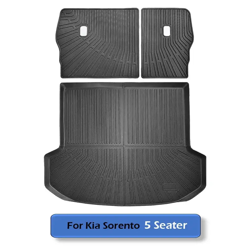Black all-weather floor mats 3-piece cargo liner set for Kia Sorento 5-Seater