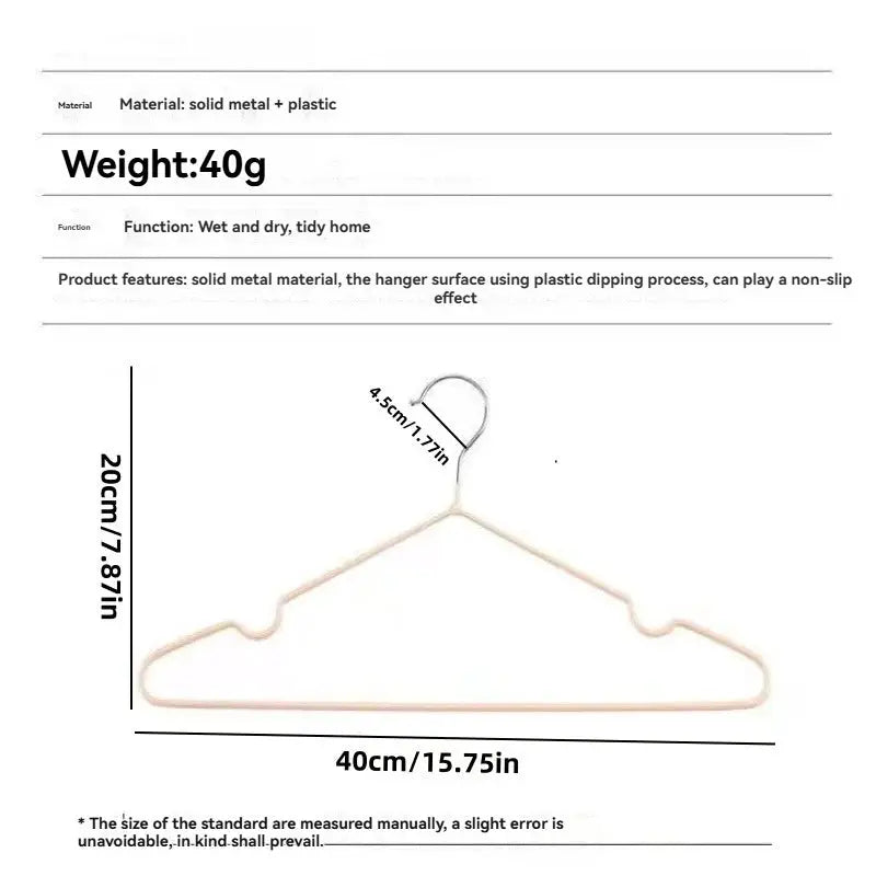 Simples Market pink solid-metal plastic-dipped anti-slip hanger, 40 cm wide, for home closet
