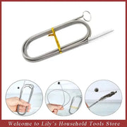 Long stainless steel fridge drain dredge tool by Simples Market with flexible coil tube and cleaning brush