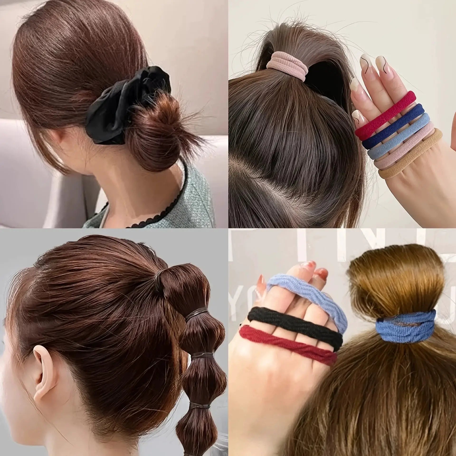 1109 Piece Women Hair Accessories Set For Dark Hair Elastic Seamless Ponytail Scrunchies Small Rubber Bands Headbands