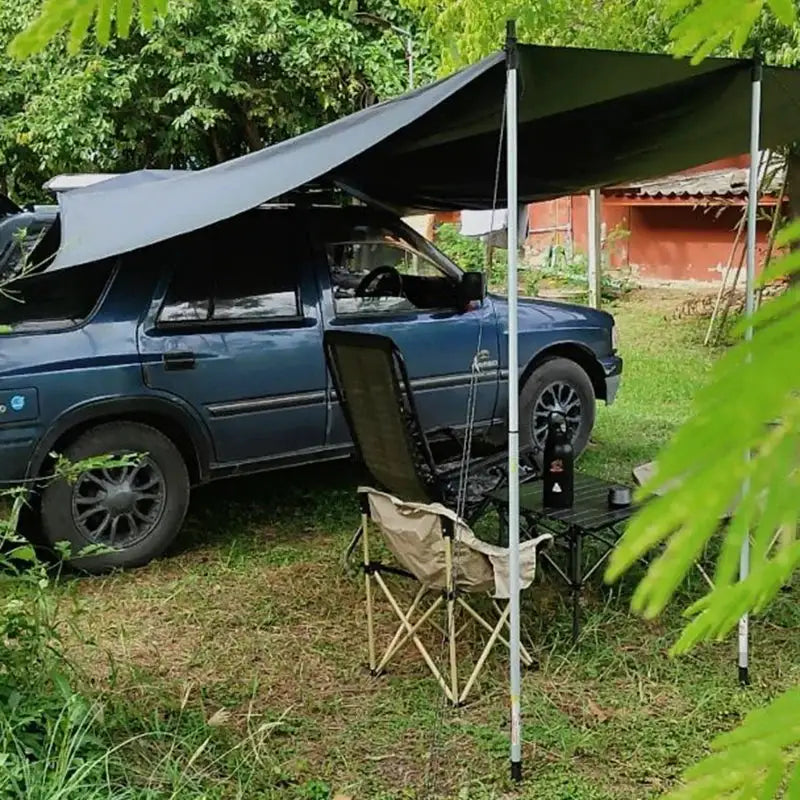 Bat Shape Car Side Awning Black Coated Waterproof Shelter For SUV Van And Car Rear 2x3 Meters