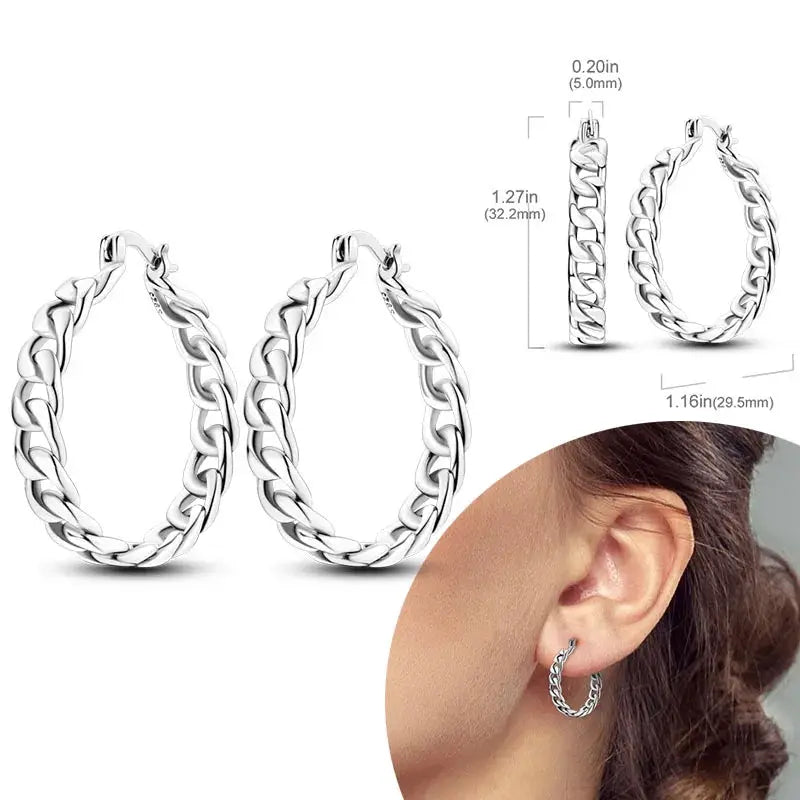 925 Sterling Silver Hoop Earrings Hypoallergenic Zirconia Hoops For Women Girls High Quality Fashion Jewelry