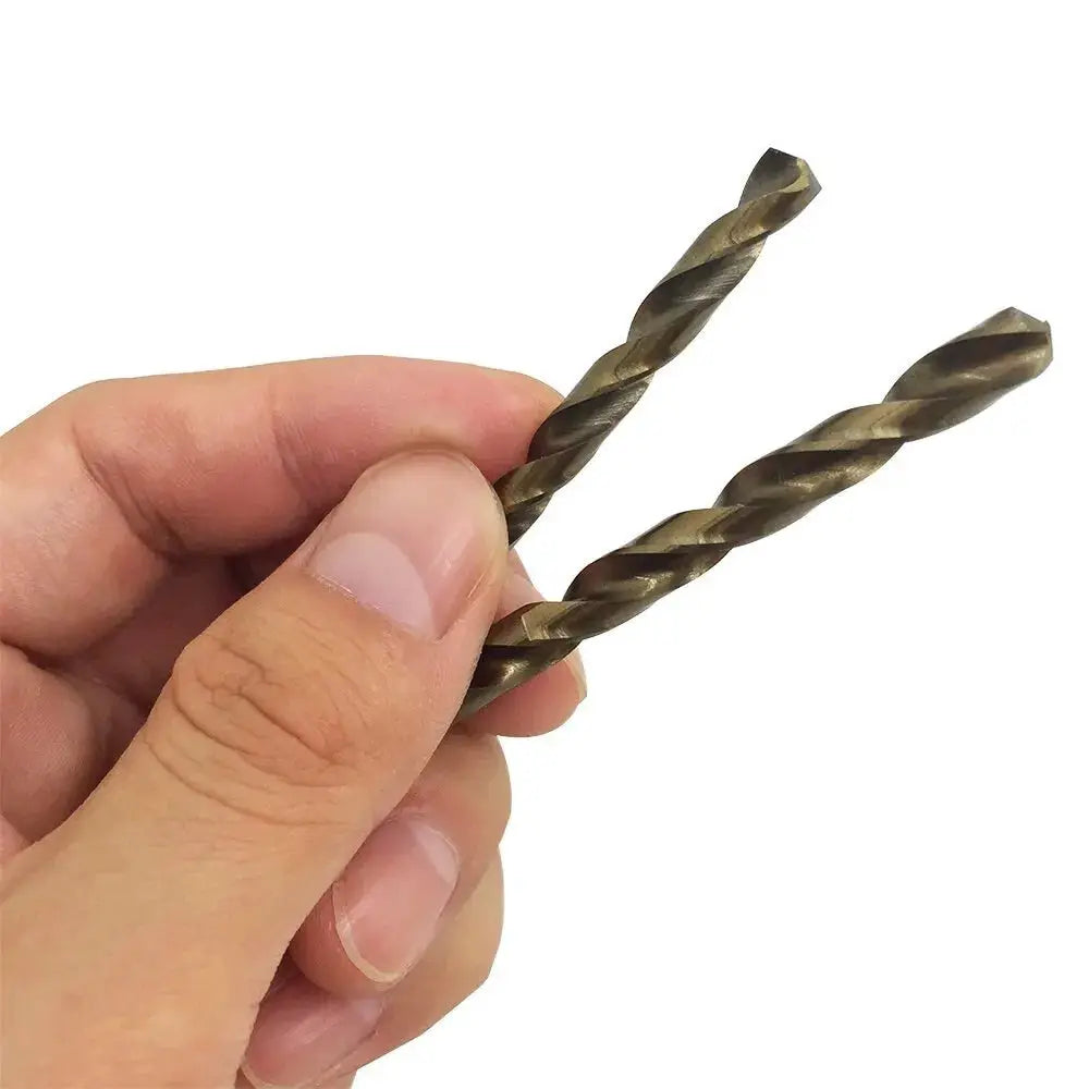 15 Piece M35 Cobalt Twist Drill Bits Set Straight Shank 1.5 To 10mm HSS Roasted Yellow Finish For Metal Drilling