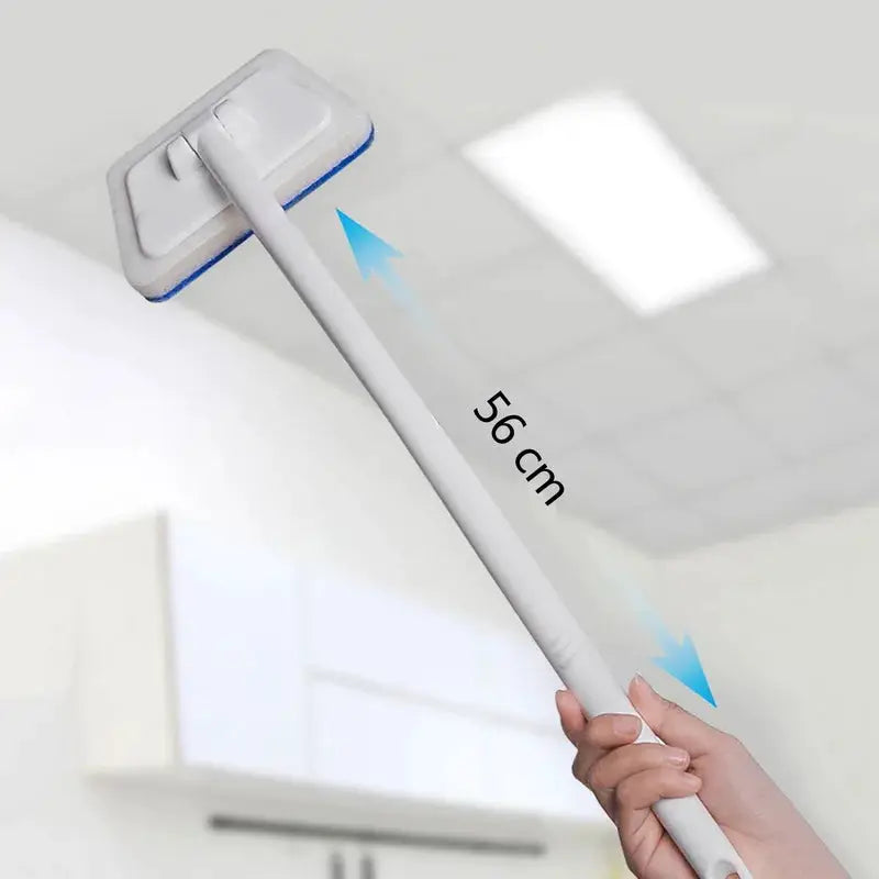Simples Market bathroom sponge cleaning brush with long 56 cm handle, removable head for tile, tub and floor cleaning