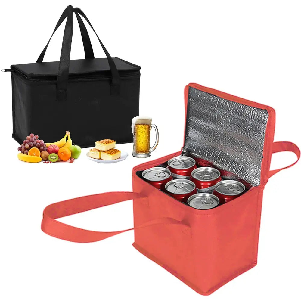 Portable Lunch Cooler Bag Folding Insulation For Picnics Beer Delivery And Food Ice Pack Included