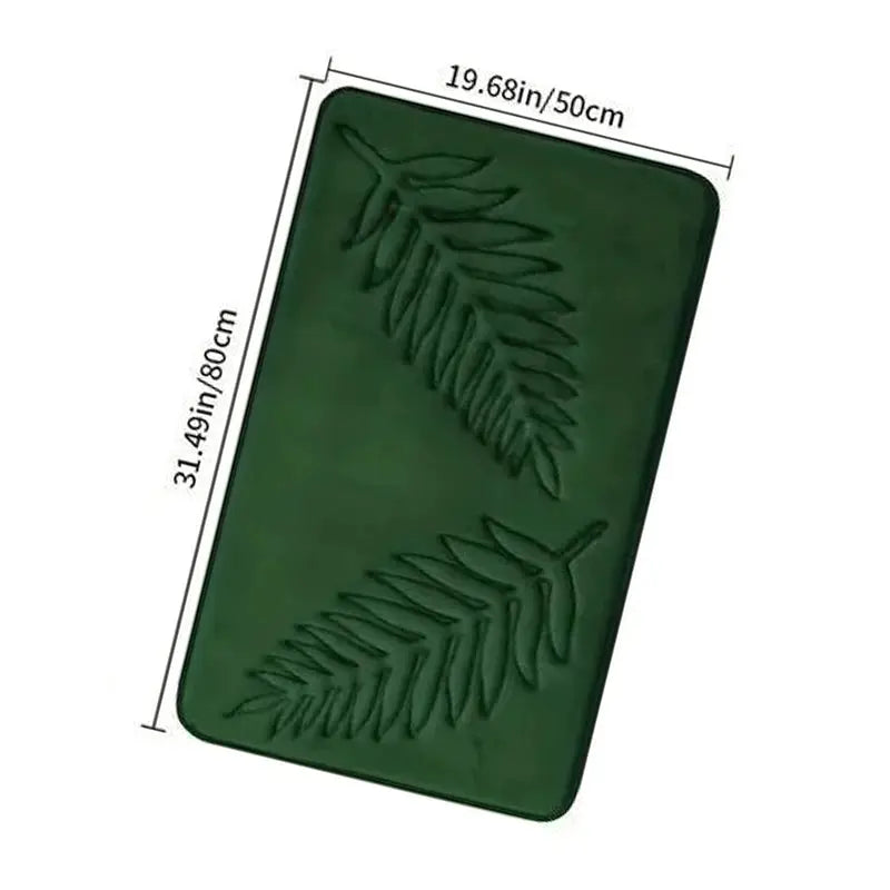 Simples Market green memory foam bathroom mat set with embossed leaf pattern