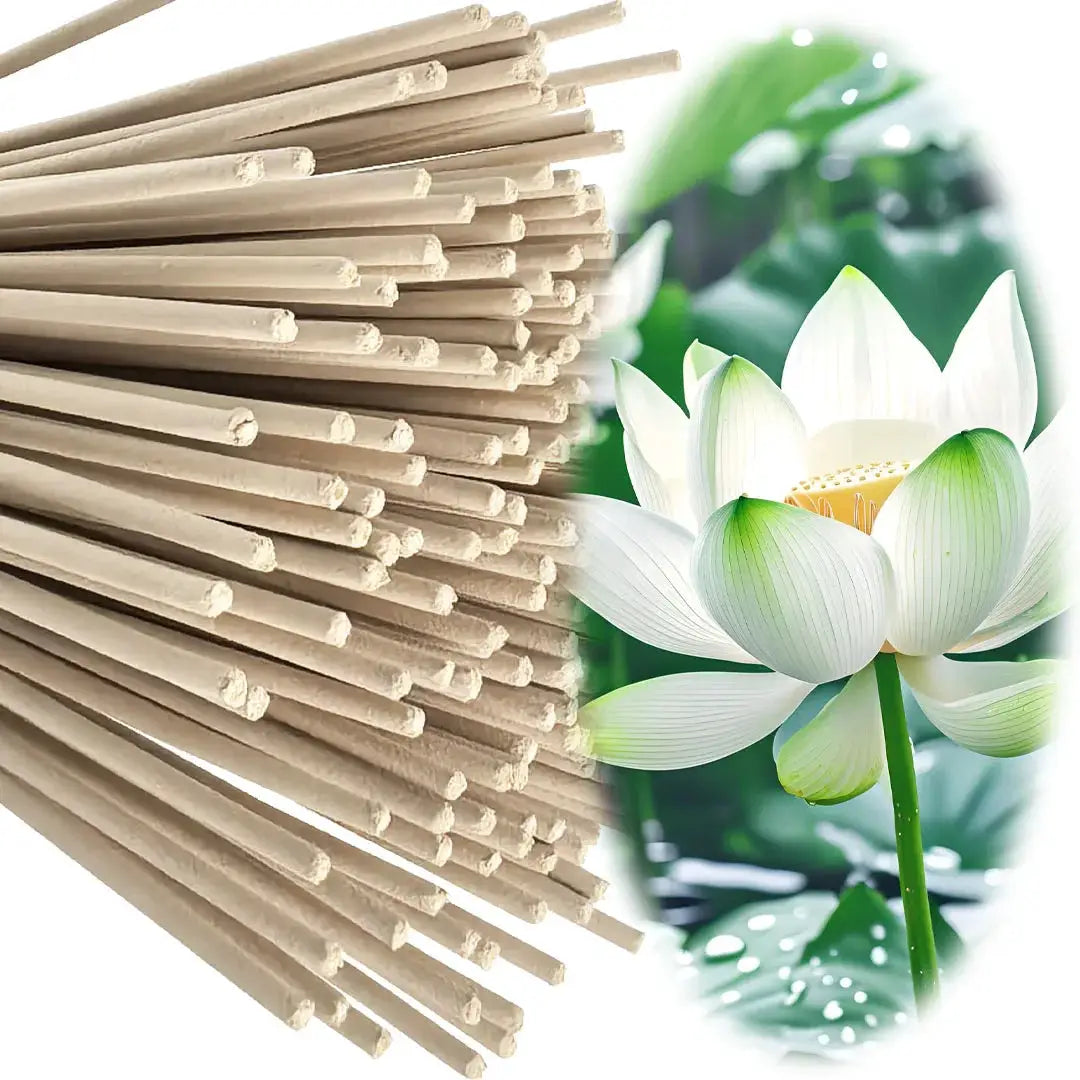 White Lotus Incense Sticks 8.7 Inch Bamboo Core Off White Natural Materials Lotus Scent Pack Sizes 20 100 222 410