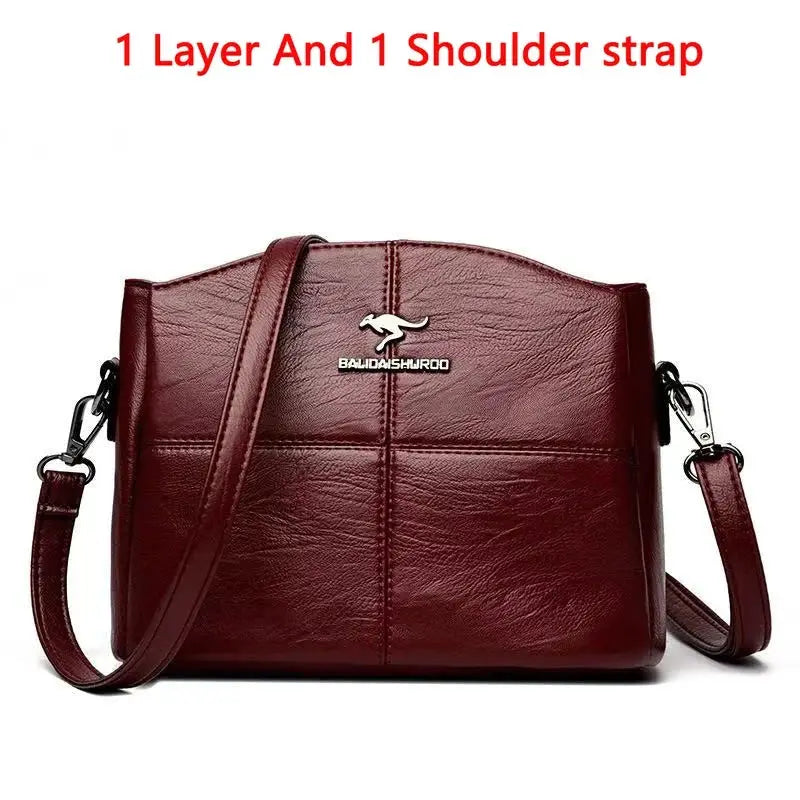 NobleGrace Soft Leather Luxury Handbag Women Triple Layer Tote Large Capacity Shoulder And Crossbody Bag