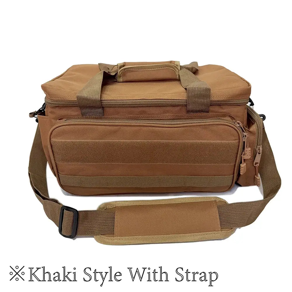 Toolkit bag in khaki with shoulder strap and multiple pockets by Simples Market