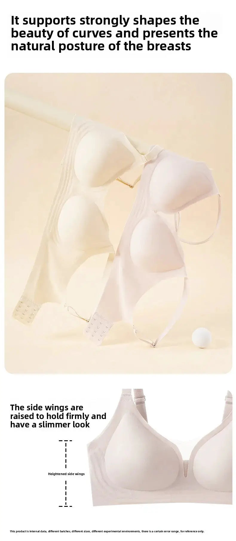 Simples Market S-XL plus-size seamless beauty back one-piece wireless push-up bra, white, rear-hook closure, 2-pack