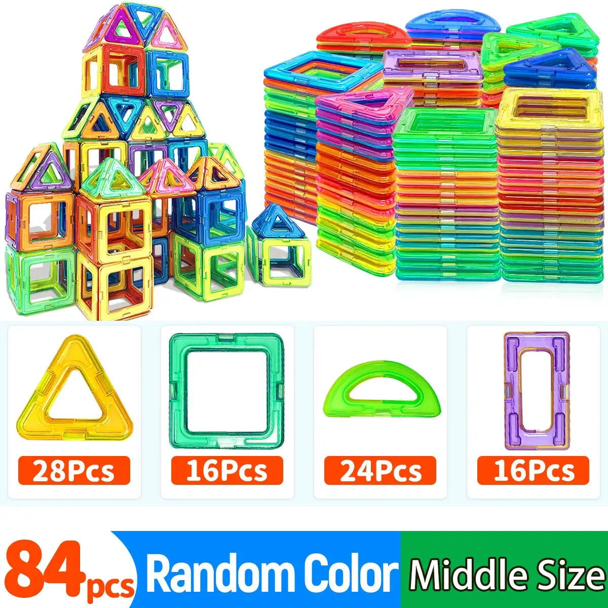 Magnetic Building Blocks Medium Size DIY Magnet Toys For STEM Learning Construction Educational Sets For Kids