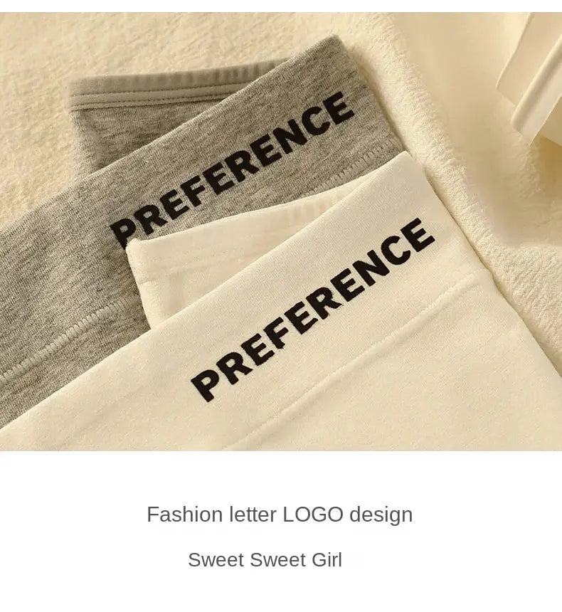 3-pack cotton high-waist panties in gray and white with PREFERENCE logo waistband