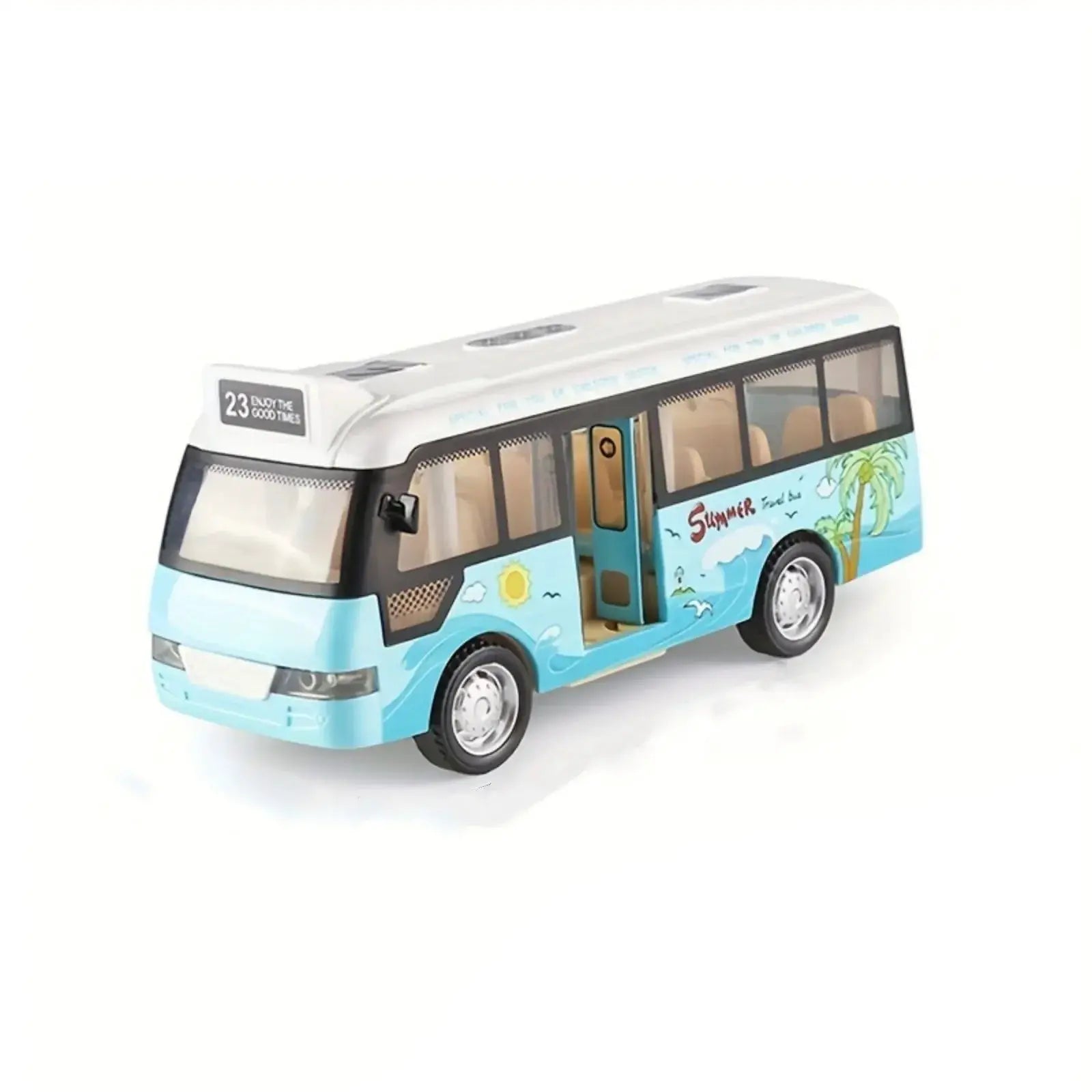 City Bus Toy For Kids Die Cast Pull Back Vehicle With Lights Sounds And Opening Doors