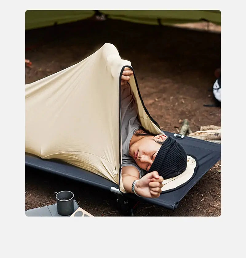 Beige sleeping bag liner ultralight wearable mummy quilt for camping, Simples Market