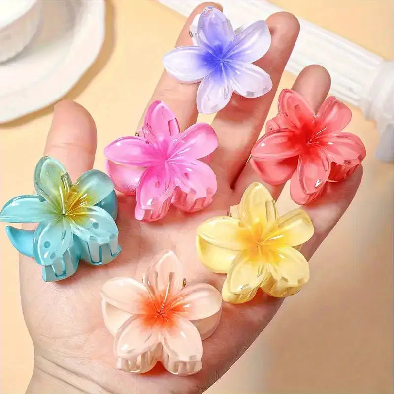 VivaCharm Colorful Transparent Flower Hair Claw Clips Six Pieces For Thick And Thin Hair Secure And Stylish