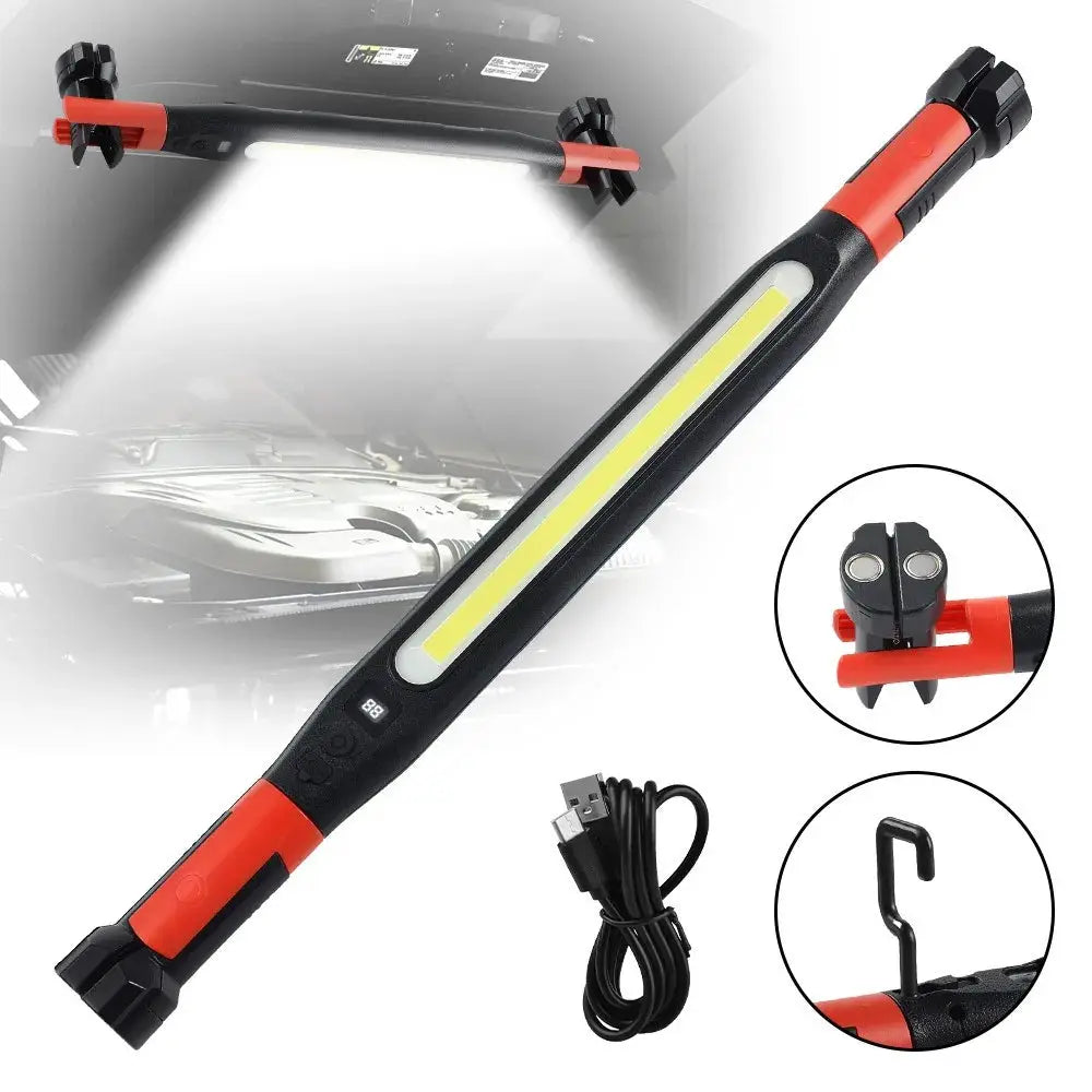 Rechargeable LED Magnetic Work Light Underhood Lamp With Hooks Rotating Magnetic Base For Car Repair And Emergency