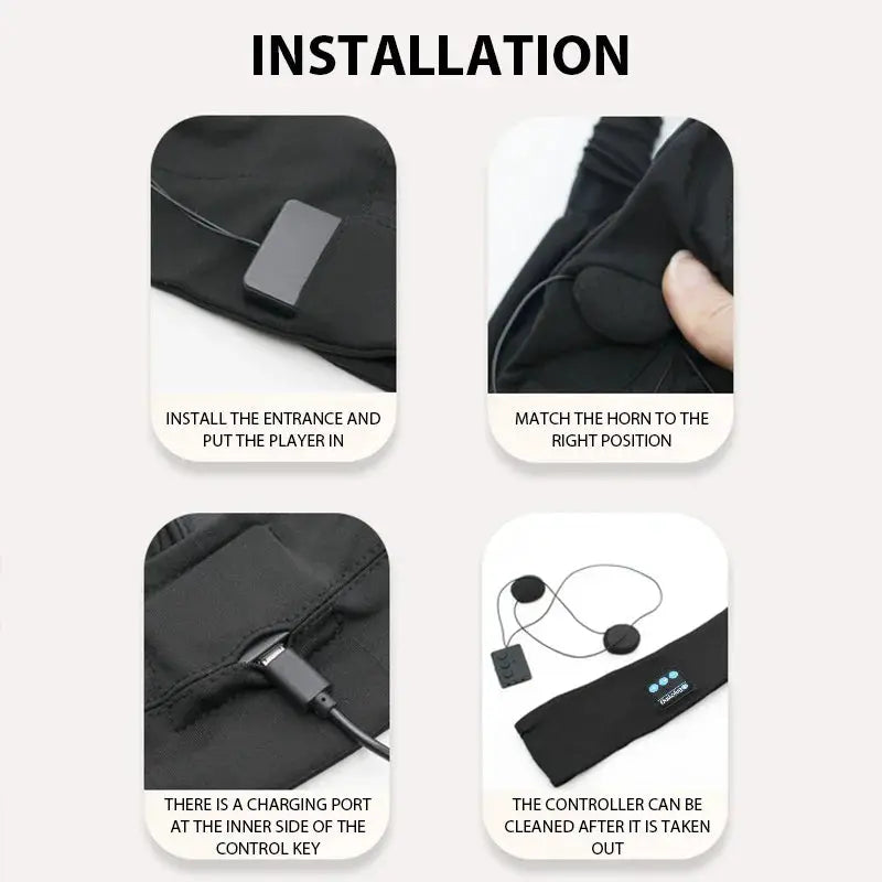 Wireless Bluetooth Headband Sleep Headphones With Eye Mask And HD Stereo Speakers For Side Sleepers