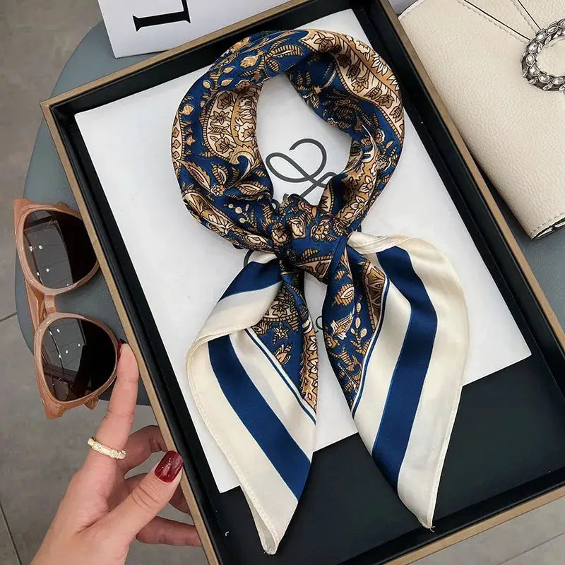 SJ01 Silk Scarf Neckerchief For Women Luxury Designer Silk Headscarf And Purse Accent Accessory
