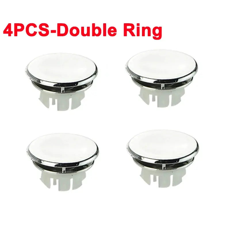 4Pcs chrome round sink overflow covers with white plastic bases for kitchen and bathroom basins