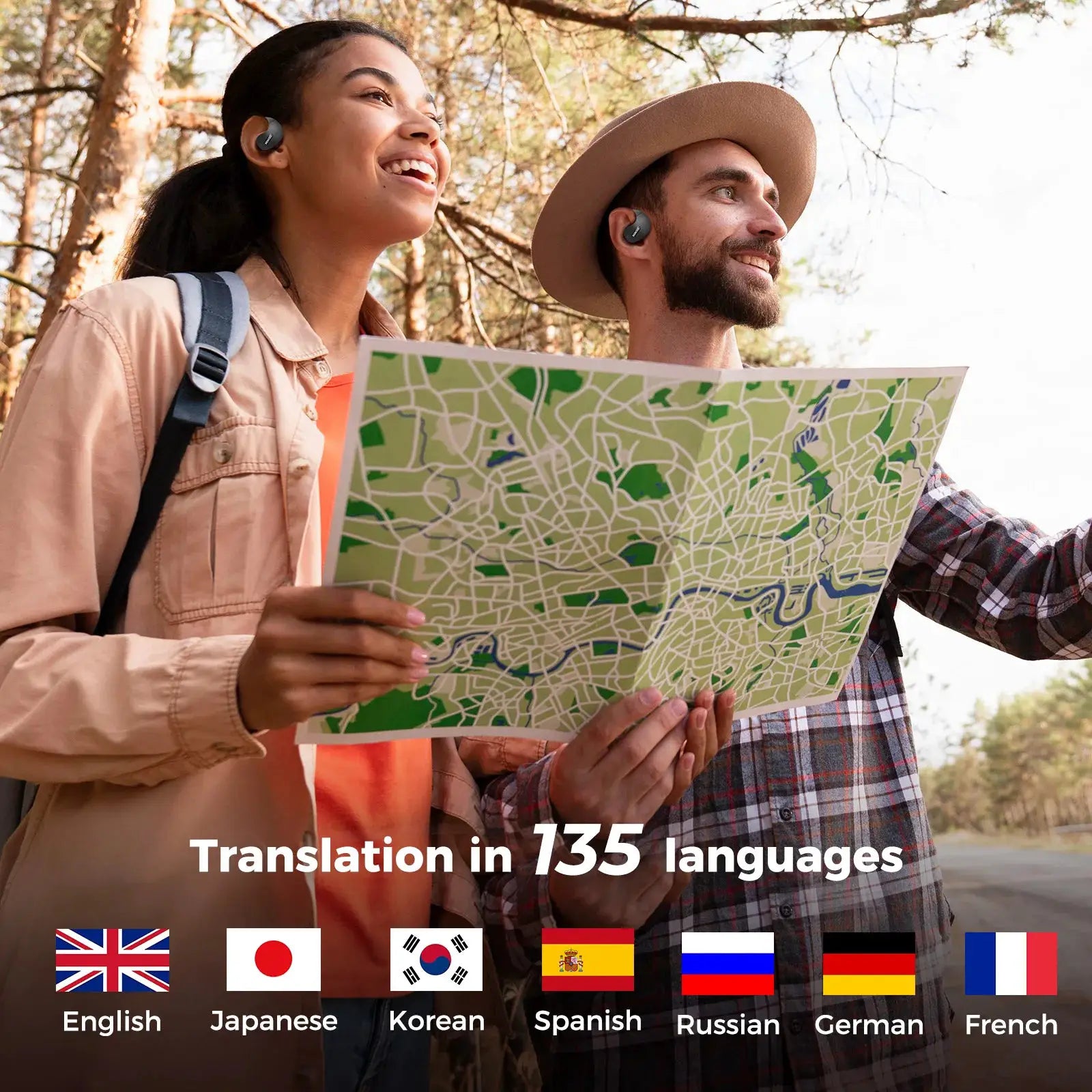 Translator MINISO X15Pro 5.4 Bluetooth earphones; headset for travel, Simples Market, translation in 135 languages.