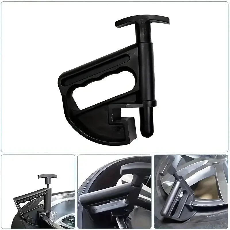 Simples Market tire changer tool in black with bead press and rim clamp for quick wheel changes.