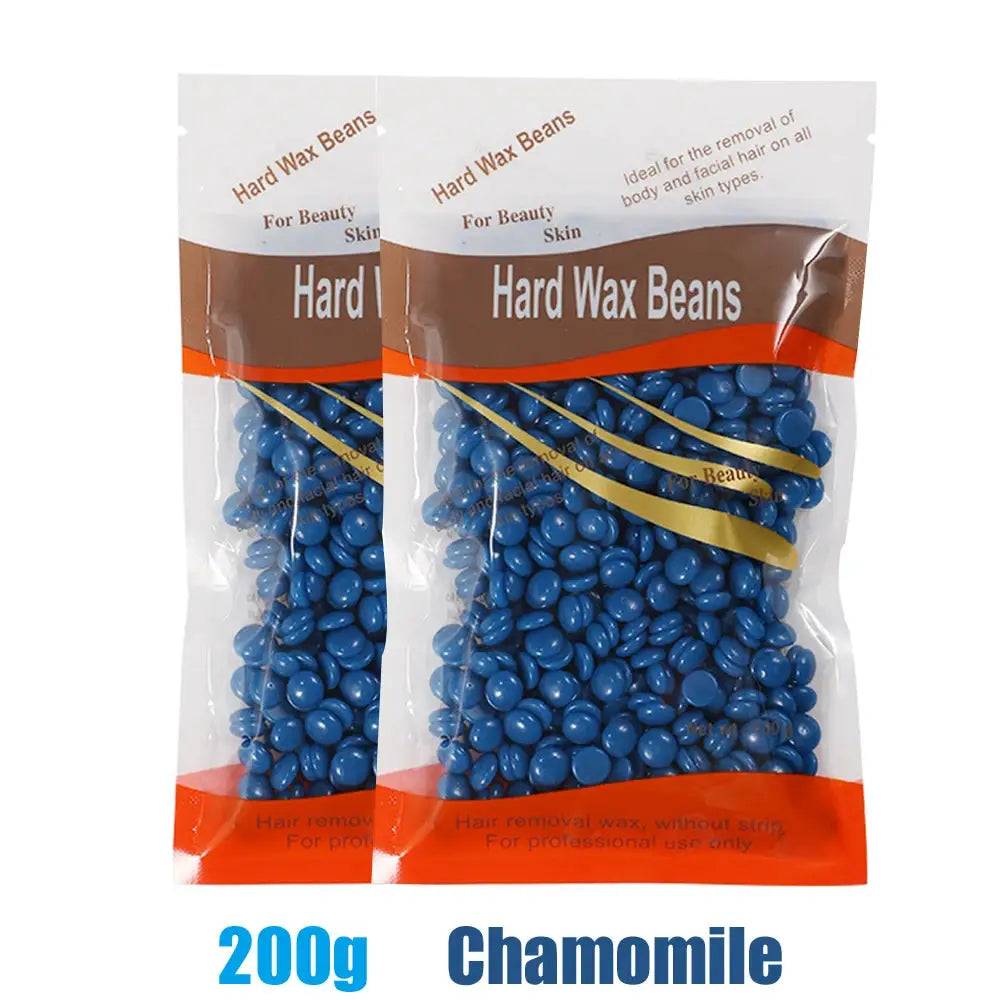 Chamomile hard wax beans, 2-pack, blue beads in clear bags, 200g