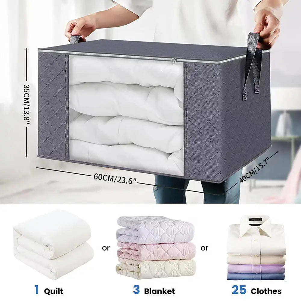 StorEase Large Capacity Clothes Storage Bag Foldable Organizer for Bedroom Closet Breathable Odorless Nonwoven Fabric