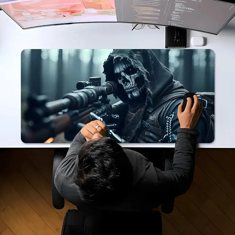 Grim Reaper Gaming Mouse Pad Hooded Skull Sniper Stealth Design Non Slip Rubber Base Desk Mat For Horror Esports PC