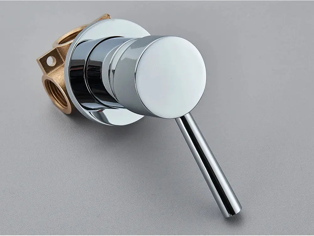 Brass mixer tap valve with chrome finish, concealed shower diverter for hot and cold water