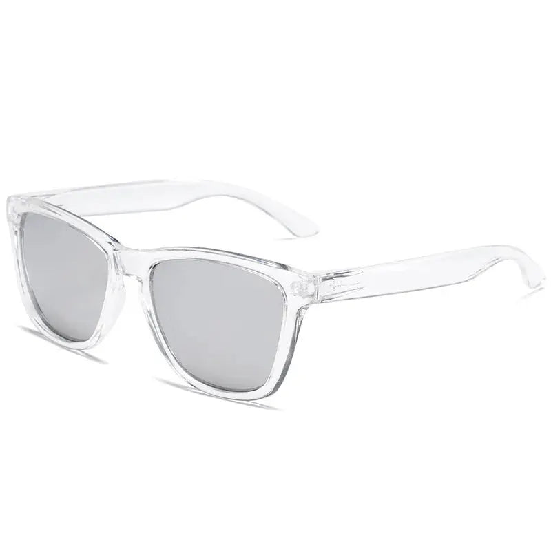 Designer Retro Polarized Sunglasses Unisex UV400 Protection Clear Frames Mercury Ice Blue Orange Flake Accents