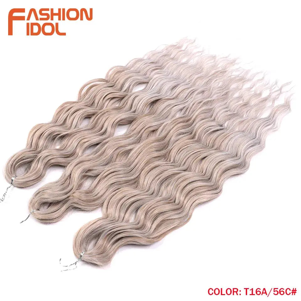 Anna 24-inch synthetic water-wave braiding hair extensions in ombre blonde crochet Afro twists Simples Market
