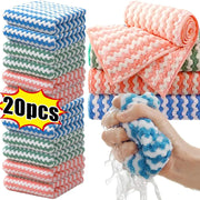 Microfiber cleaning cloths 20 pcs, velvet thickened, assorted blue pink green colors, Simples Market