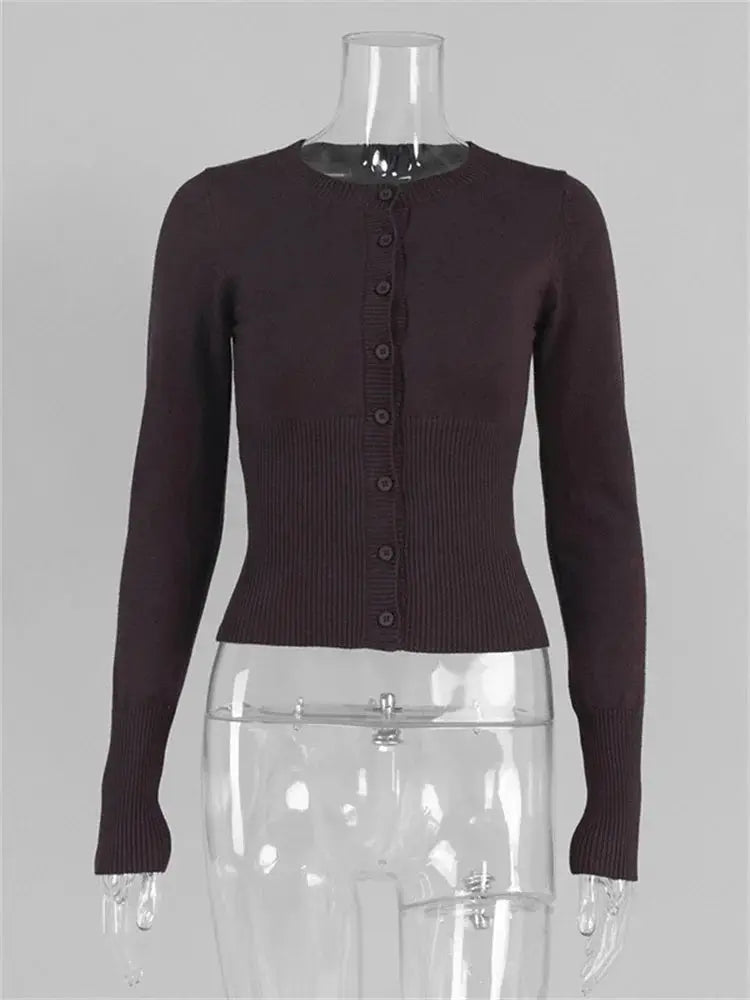 Tossy Casual Knit Cardigan for Women Long Sleeve Ribbed Patchwork Cropped Top Elegant Slim Knitwear for Autumn Winter